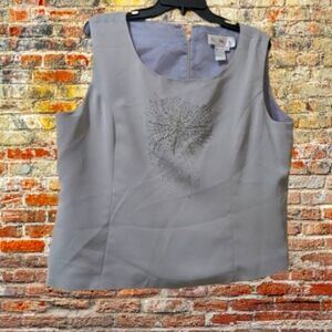 Silver Boxy Embellished Tank Shell Blouse Women's 14